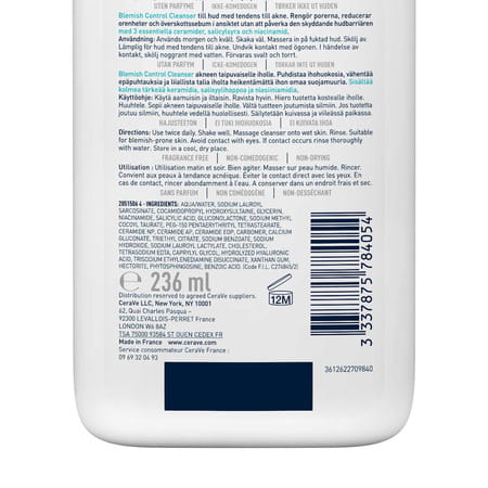 Cerave Blemish Control Cleanser With 2% Salicylic Acid & Niacinamide For Acne-Prone Skin 236Ml