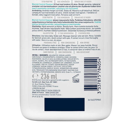 Cerave Blemish Control Cleanser With 2% Salicylic Acid & Niacinamide For Acne-Prone Skin 236ml