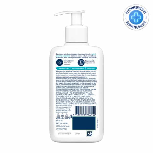 Cerave Blemish Control Cleanser With 2% Salicylic Acid & Niacinamide For Acne-Prone Skin 236Ml