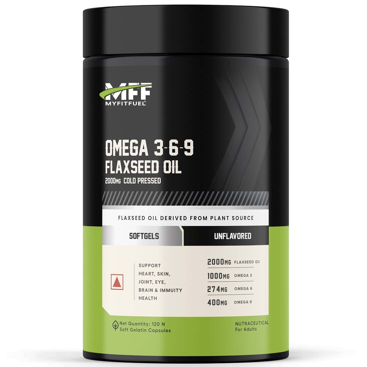 Myfitfuel Omega 3 6 9 (flax Seed Oil) | Cold Pressed | 1000mg | 120 Softgels