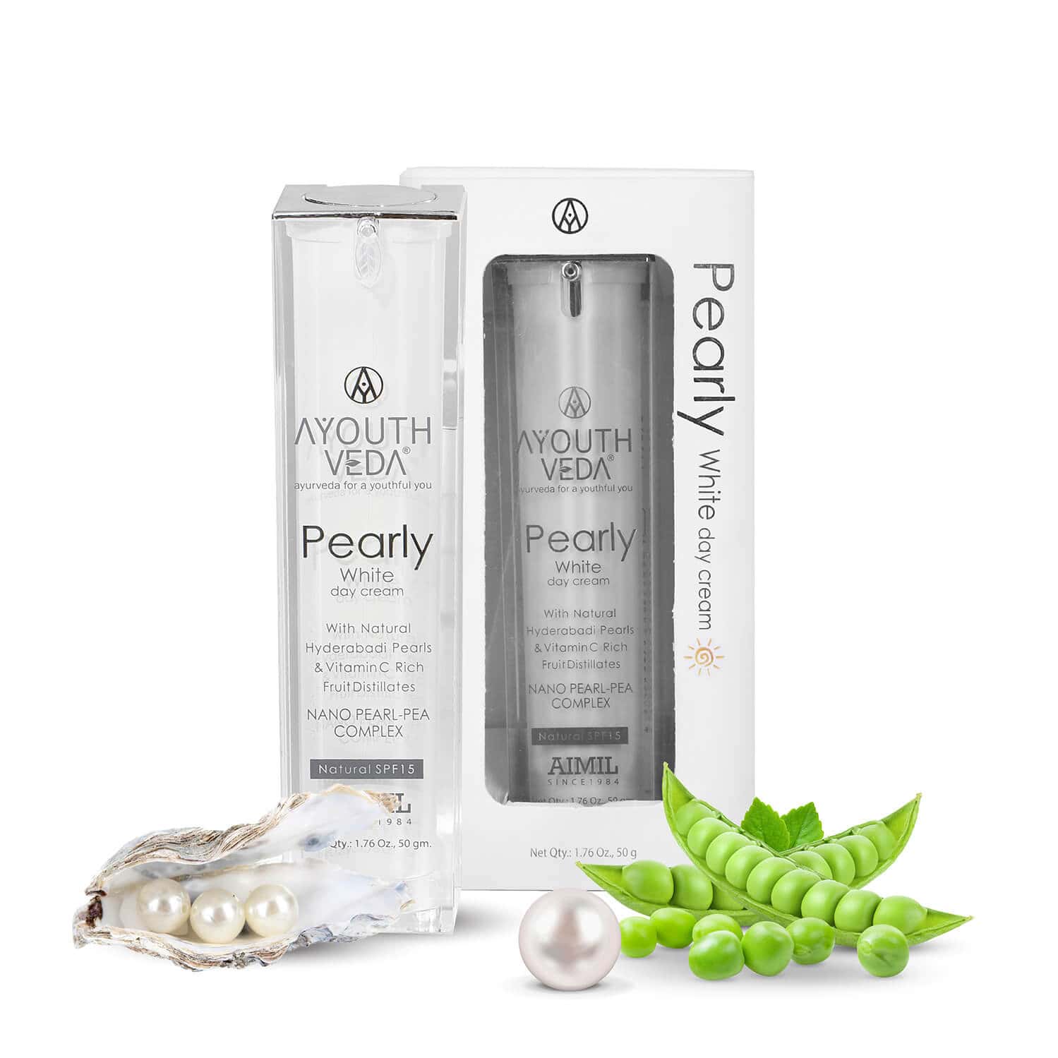Ayouthveda Pearly White Day Cream With Pearl-pea Complex & Spf 15 To Lighten | Brighten Skin 50 Gm
