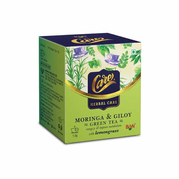 Care Moringa & Giloy Green Tea With Lemongrass |Made With Pure Ayurvedic Herbs - 30 Tea Bags