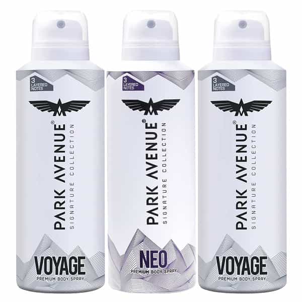 Park Avenue Signature Collection Premium Bodyspray For Men2 Voyage 1 Neo Free | (Pack Of3)348G/450Ml