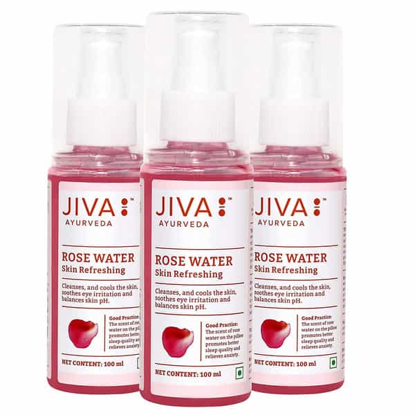 Jiva Rose Water - 100Ml (Pack Of 3) | Pure Gulab Jal | Skin Toner For Glowing Skin