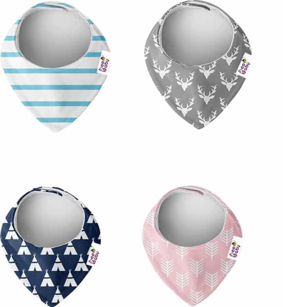 Beebaby Super Soft Bandana Bib With Snap-On Teether. ( Baby Pink - Arrow ) 3M+