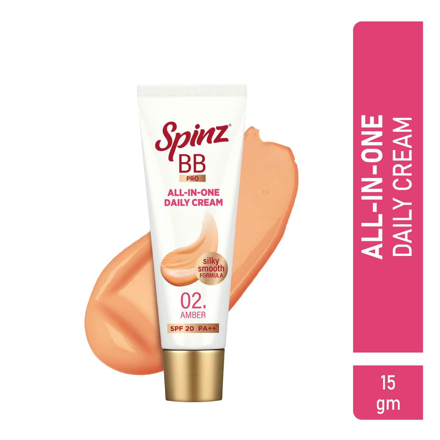 Spinz Bb Pro Brightening & Beauty Face Cream With Spf 20 Pa++ (Amber 02) Instant Brightness | 15g