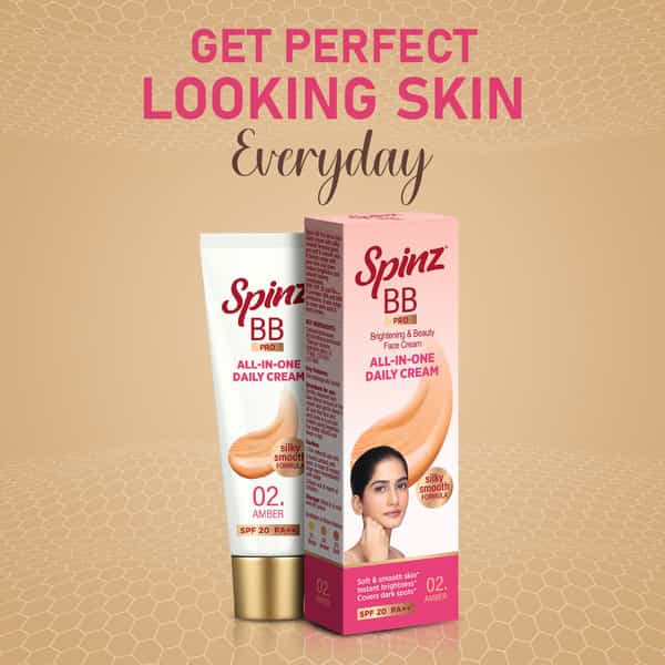Spinz Bb Pro Brightening & Beauty Face Cream With Spf 20 Pa++ (Amber 02) Instant Brightness | 15G