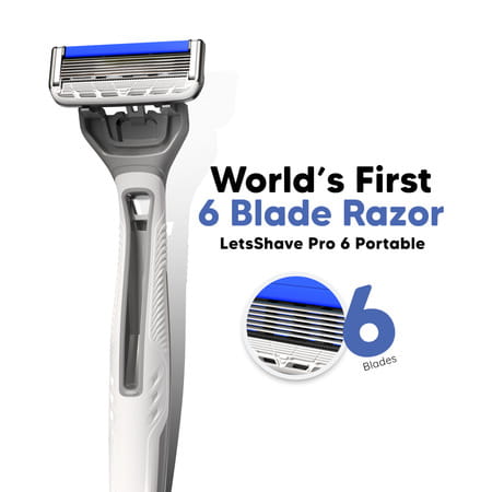 Letsshave Pro 6 Portable Razor For Men, Pack Of 4 Razor + 1 Transparent Shave Gel 15ml