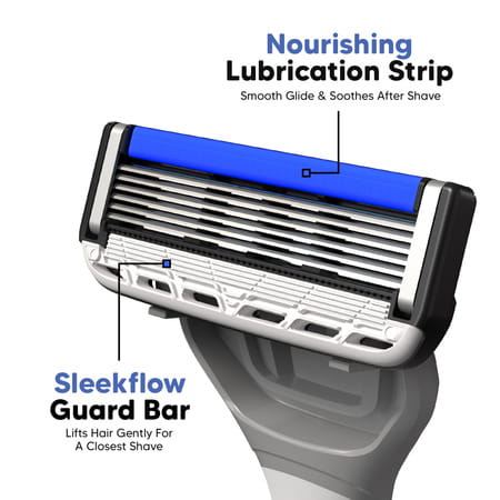 Letsshave Pro 6 Portable Razor For Men, Pack Of 4 Razor + 1 Transparent Shave Gel 15ml