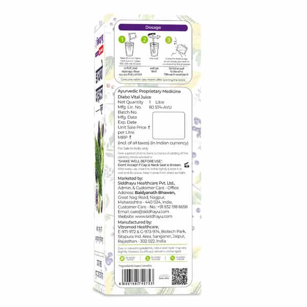 Baidyanath Asli Ayurved Diabo Vital Juice | Diabetic Care | Blend With Karela Jamun Neem Gudmar - 1L