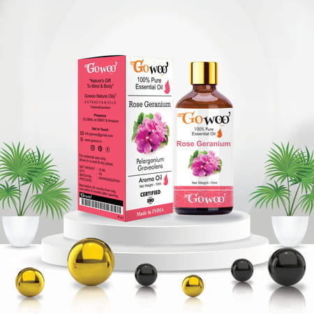Pack Of 2 Rose Geranium Essential Oil & Chaulmoogra Carrier Oil - 100% Undiluted Therapeutic Grade