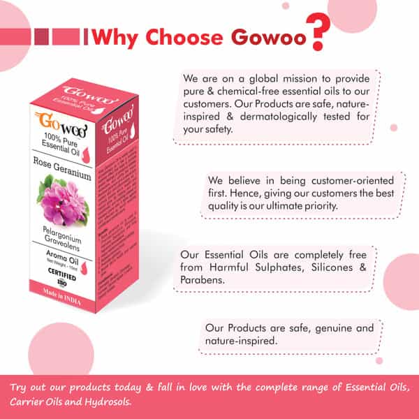 Pack Of 2 Rose Geranium Essential Oil & Chaulmoogra Carrier Oil - 100% Undiluted Therapeutic Grade