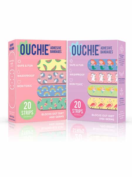 Ouchie Non-Toxic Printed Bandages Double Combo (40 Pack) - Pink & Lavender
