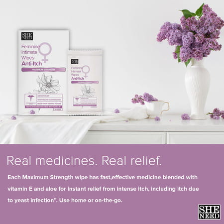 Sheneed Feminine Intimate Anti-Itch Wipes With Maximum Strength | All Skin Types | 10n Pack Of 1