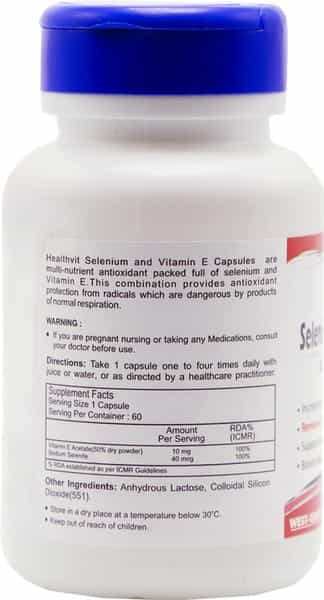 Healthvit Selenium 40 Mcg Vitamin E 10 Mg -60 Capsules