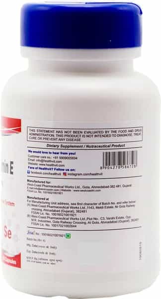 Healthvit Selenium 40 Mcg Vitamin E 10 Mg -60 Capsules
