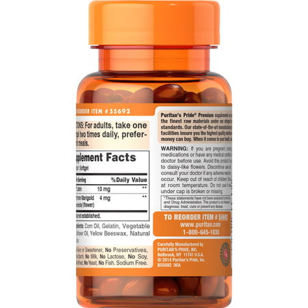 Puritan's Pride Zeaxanthin 4Mg With Lutein 10Mg | Supports Healthy Eyes And Vision* | 60 Ct