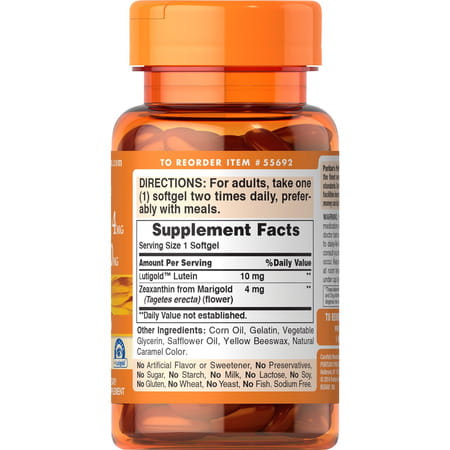 Puritan's Pride Zeaxanthin 4Mg With Lutein 10Mg | Supports Healthy Eyes And Vision* | 60 Ct