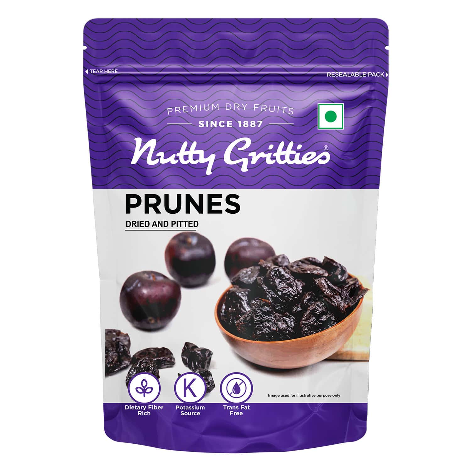 Nutty Gritties California Pitted Prunes| Dried Fruit Plums - 200g