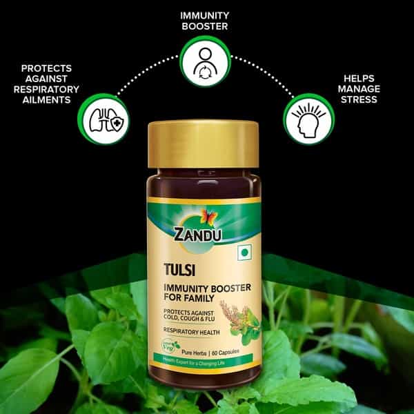 Zandu Tulasi Ayurvedic Veg Capsules Bottle Of 60