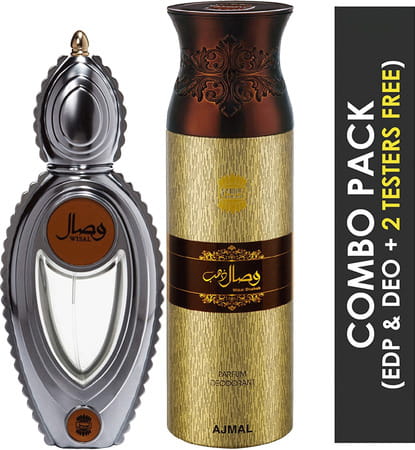 Ajmal Wisal Eau De Parfum 50ml Perfume For Women And Wisal Dhahab Deodorant 200ml For Men