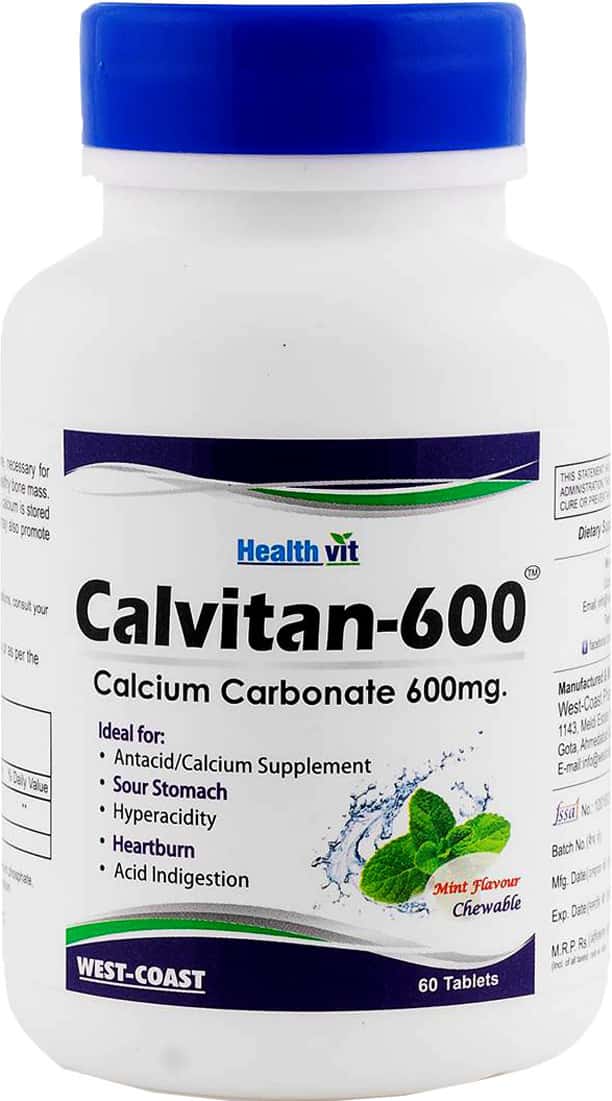 Healthvit Calvitan-600 Calcium 600mg For Bone Health - 60 Tablets