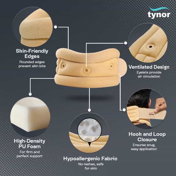 Tynor Cervical Collar Soft With Support Beige Large 1 Unit