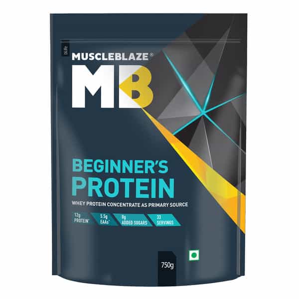 Muscleblaze Beginner's Whey Protein, No Added Sugar, Faster Muscle Recovery (Chocolate, 750 G/1.6Lb)