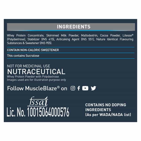 Muscleblaze Beginner's Whey Protein, No Added Sugar, Faster Muscle Recovery (Chocolate, 750 G/1.6Lb)