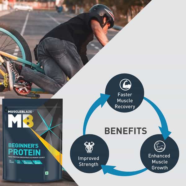 Muscleblaze Beginner's Whey Protein, No Added Sugar, Faster Muscle Recovery (Chocolate, 750 G/1.6Lb)