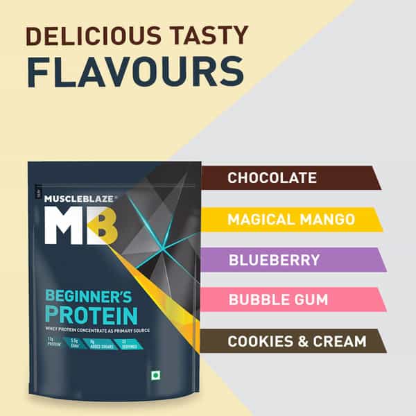Muscleblaze Beginner's Whey Protein, No Added Sugar, Faster Muscle Recovery (Chocolate, 750 G/1.6Lb)
