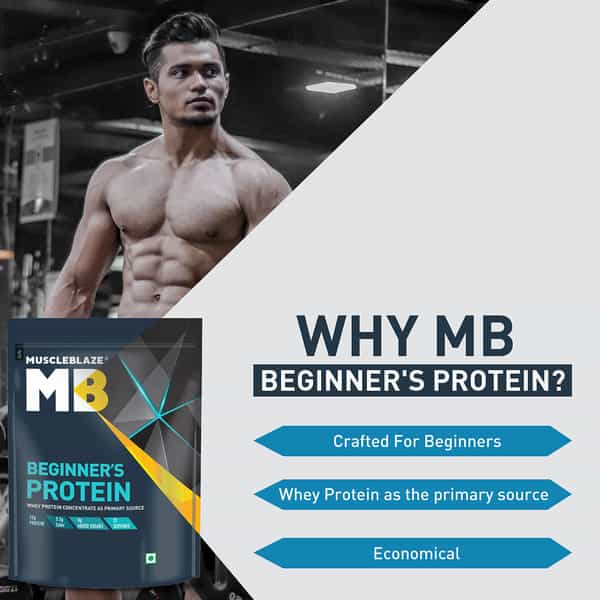 Muscleblaze Beginner's Whey Protein, No Added Sugar, Faster Muscle Recovery (Chocolate, 750 G/1.6Lb)