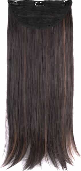 Streak Street Clip-In 18" Dark Brown Straight Hair Extensions With Copper Highlights