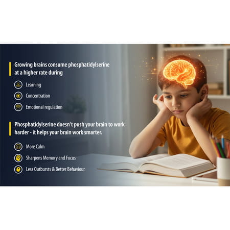 Sharpkidz Brain Development & Focus Supplement For Kids | Phosphatidylserine | Mango-Vanilla 200Ml