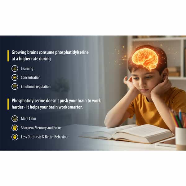 Sharpkidz Brain Development & Focus Supplement For Kids | Phosphatidylserine | Mango-Vanilla 200Ml