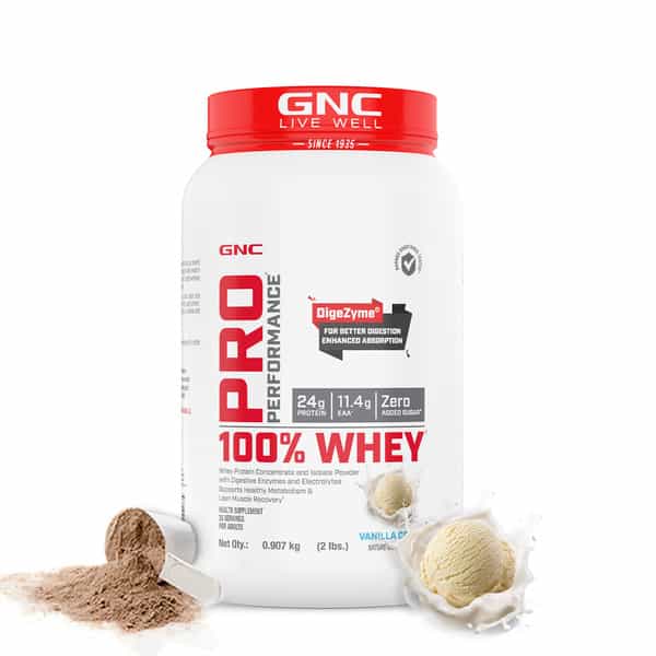 Gnc Pro Performance 100% Whey Protein Powder | 907 G | 24G Protein | 5.5 Grams Bcaa | Vanilla Cream