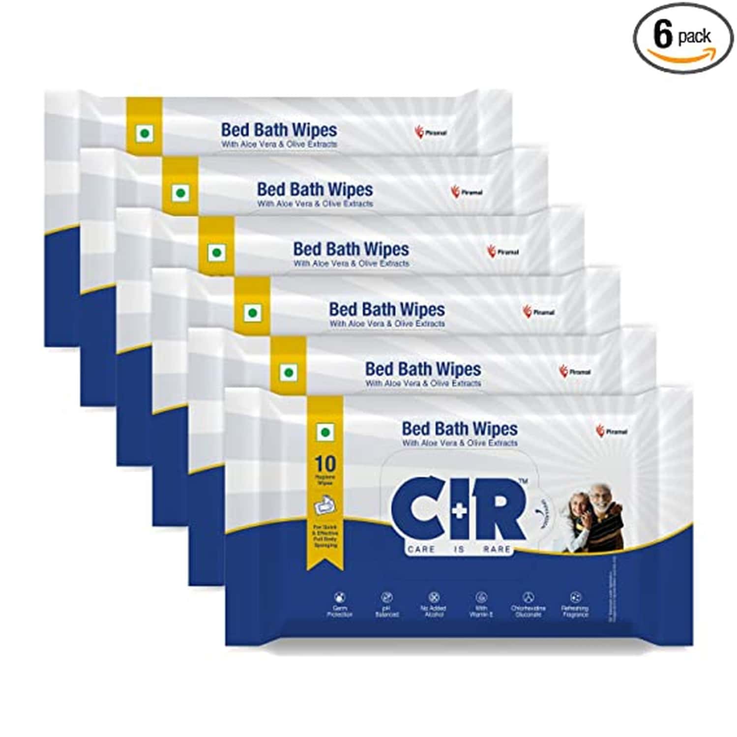 Cir Soft Body Cleansing Wet Bed Bath Wipes For Adults | Extra Large | 10 Wipes/Pack (Pack Of 6)