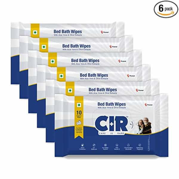 Cir Soft Body Cleansing Wet Bed Bath Wipes For Adults | Extra Large | 10 Wipes/Pack (Pack Of 6)