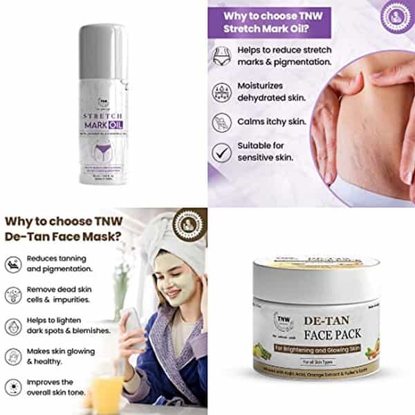 Tnw The Natural Wash Body Care Combo With Stretch Mark Oil And De Tan Pack For All Skin Types