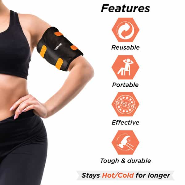 Vissco Flexi Hot & Cold Gel Pack Strap | Heating & Cooling Solution To Relieve Muscle Pain (Black)