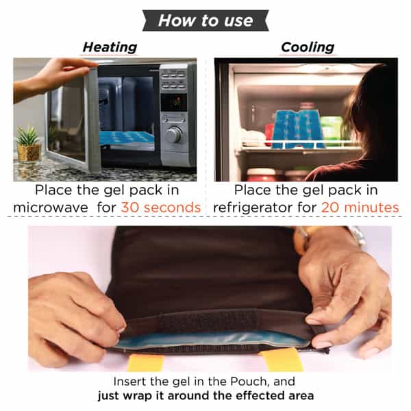 Vissco Flexi Hot & Cold Gel Pack Strap | Heating & Cooling Solution To Relieve Muscle Pain (Black)