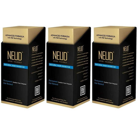 Neud Natural Hair Inhibitor For Permanent Reduction Of Unwanted Hair | Unisex - 3 Packs 80gm Each