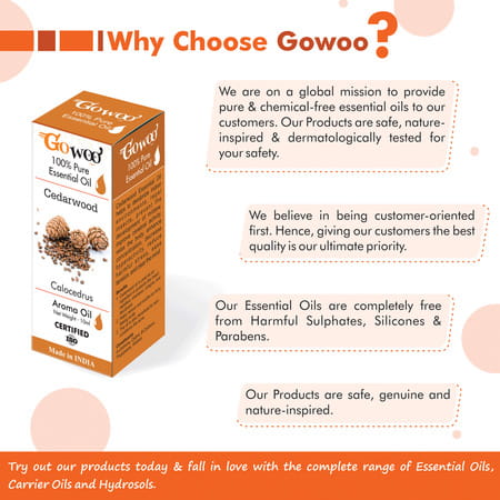 Go Woo 100% Pure Cedarwood Oil Virgin & Undiluted 10 Ml