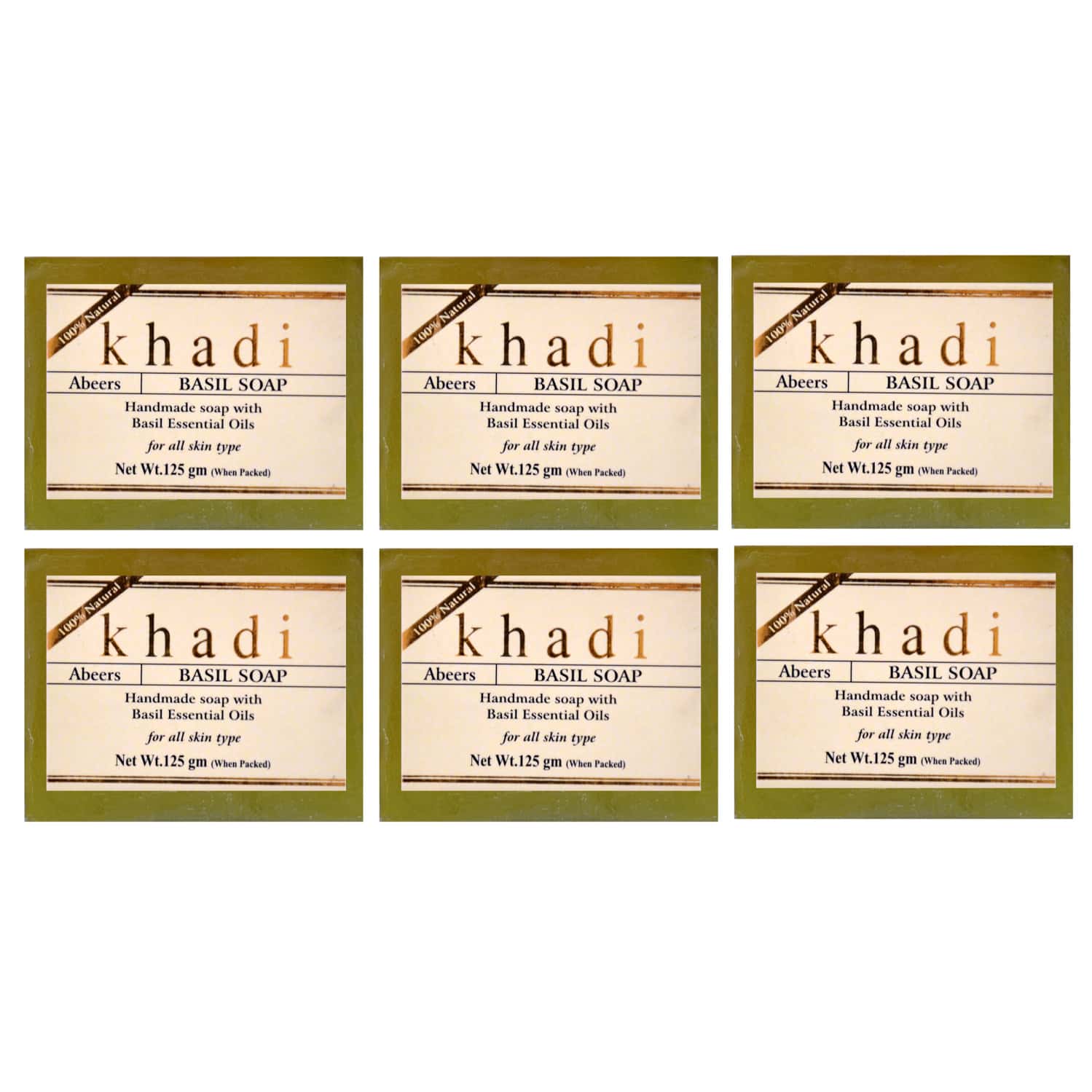 Khadi Abeers Herbal Handmade Basil Soap With Essential Oils | 125gm (pack Of 6)