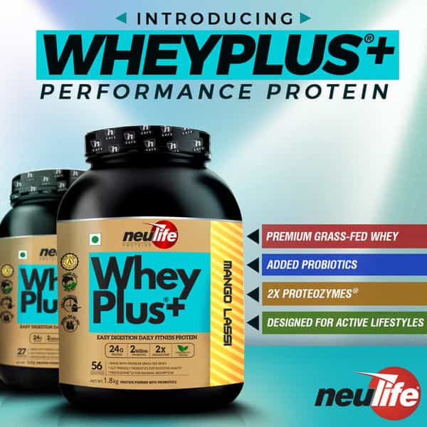 Neulife Wheyplus Gut-Friendly Grass-Fed Whey Protein Isolate Blend 2Lbs (Vanilla Lassi)