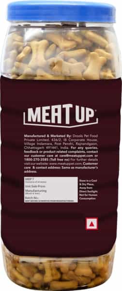 Meat Up Biscuit For Dog Milk And Real Chicken Flavour | 800 Gm | Total 1.6 Kg Pack - All Life Stages