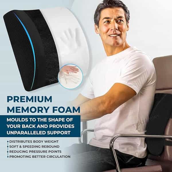 Trajectory Lumbar Support For Chair | Orthopedic Back Support Memory Foam Backrest Cushion