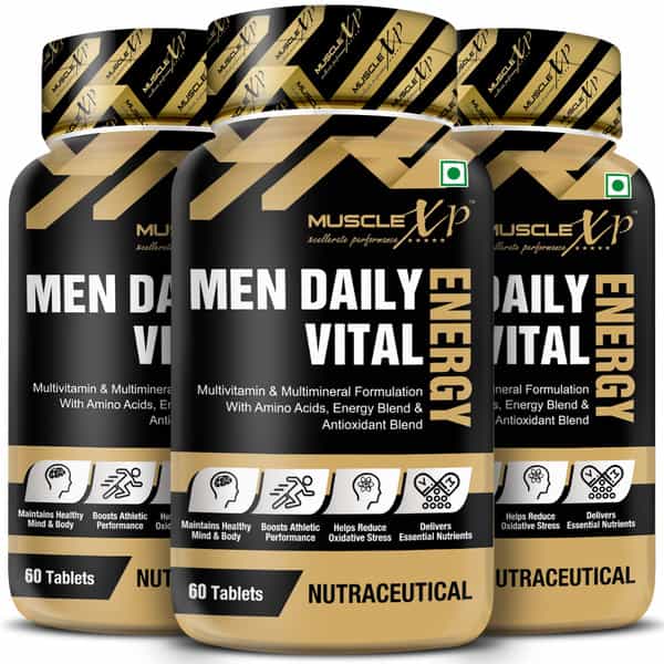 Musclexp Men Daily Vital Energy With Amino Acids | Caffeine And Energy Blend - 60 Tablets Pack Of 3