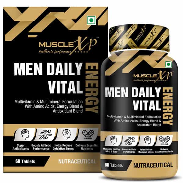 Musclexp Men Daily Vital Energy With Amino Acids | Caffeine And Energy Blend - 60 Tablets Pack Of 3