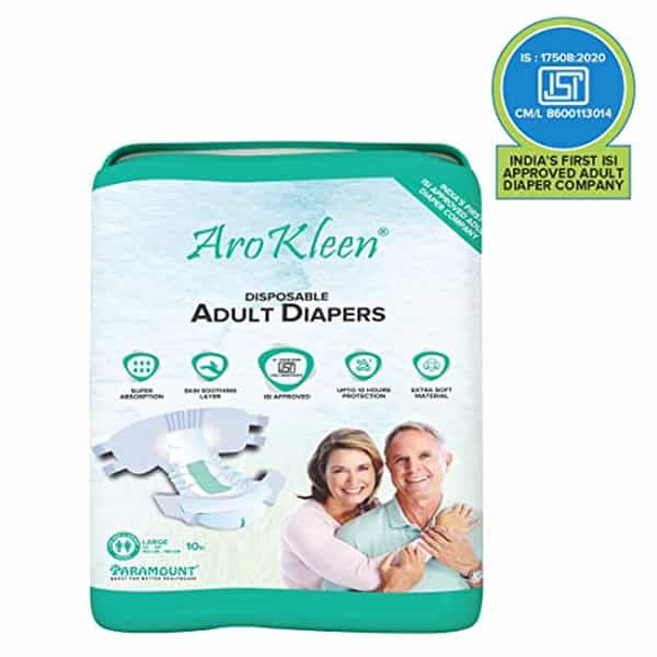 Arokleen Adult Diaper Tape Style Large (Waist Size: 102 Cm-150 Cm) 10 Pcs Per Packet Pack Of 1